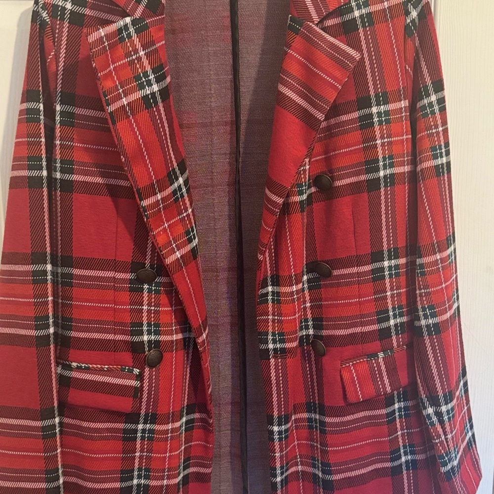 Maurices Red Plaid Blazer